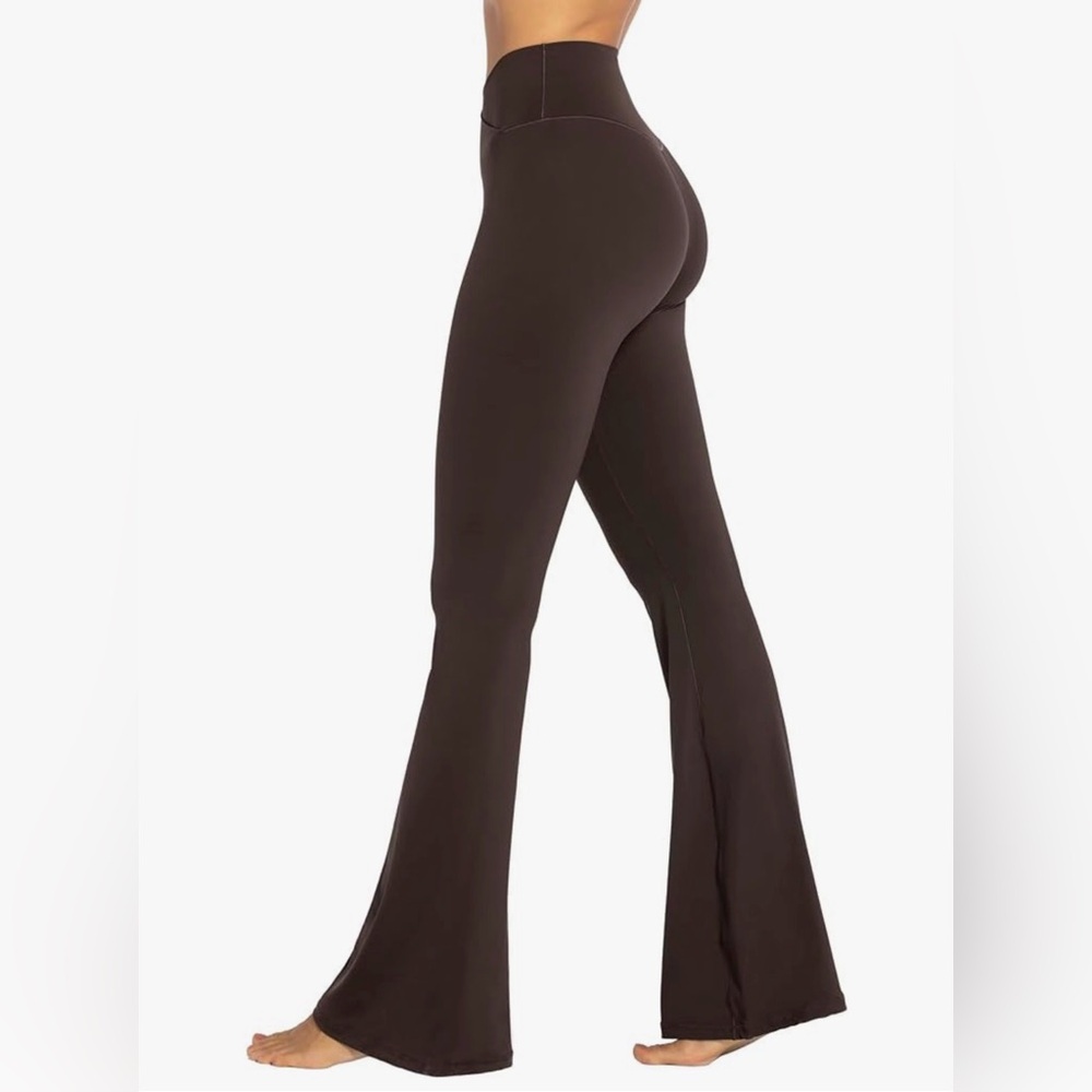 Elegant Brown Flared Women's Pants with tummy control